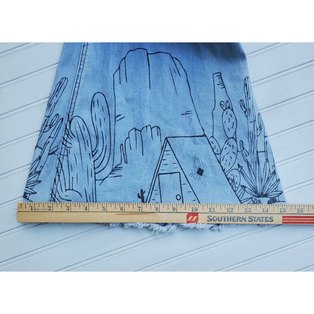 Rock & Roll Denim Ombre Desert Bell Bottom Flare Jeans Blue Cacti Cabin 29x31 - Picture 6 of 10